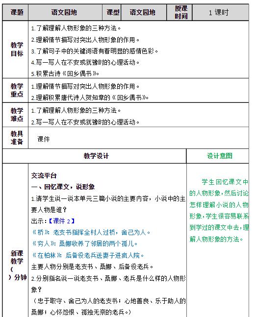 部编版六年级语文上册第四单元语文园地四教案资源免费下载