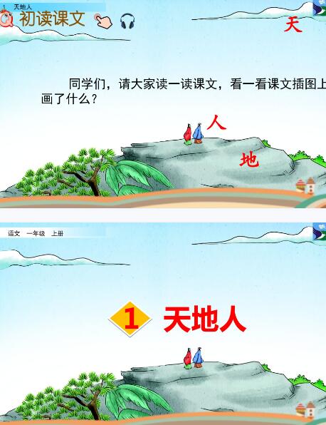 2021年人教部编版一年级上册识字1：天地人PPT课件资源免费下载